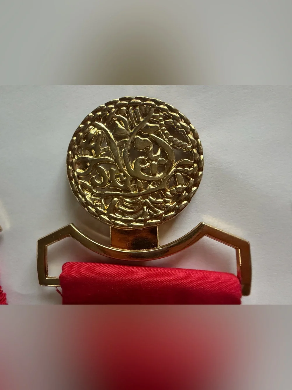Vintage (80s) Red Elastic Waist Belt with Decorative Gold Medallion